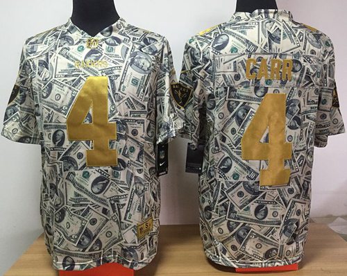 Nike Raiders #4 Derek Carr Dollar Fashion Men's Stitched NFL Elite Jersey - Click Image to Close